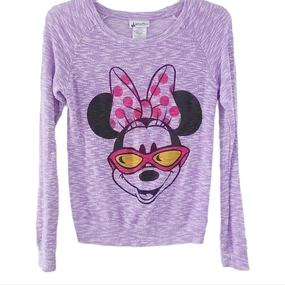 Disney Parks Minnie Mouse Sunglasses Lightweight Sweater XS Xsmall Purple